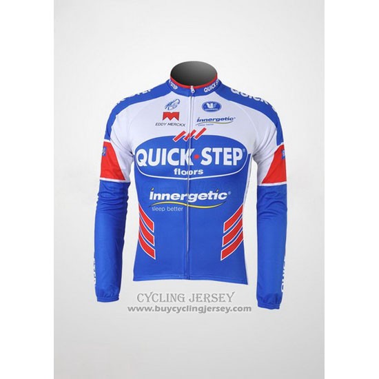 2011 Jersey Quick Step Floor Long Sleeve White And Sky Blue
